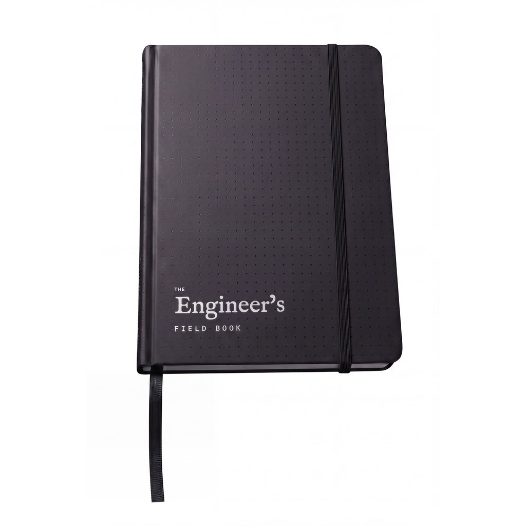 The Engineer's Field Book on a white background, front cover with elastic band and ribbon marker